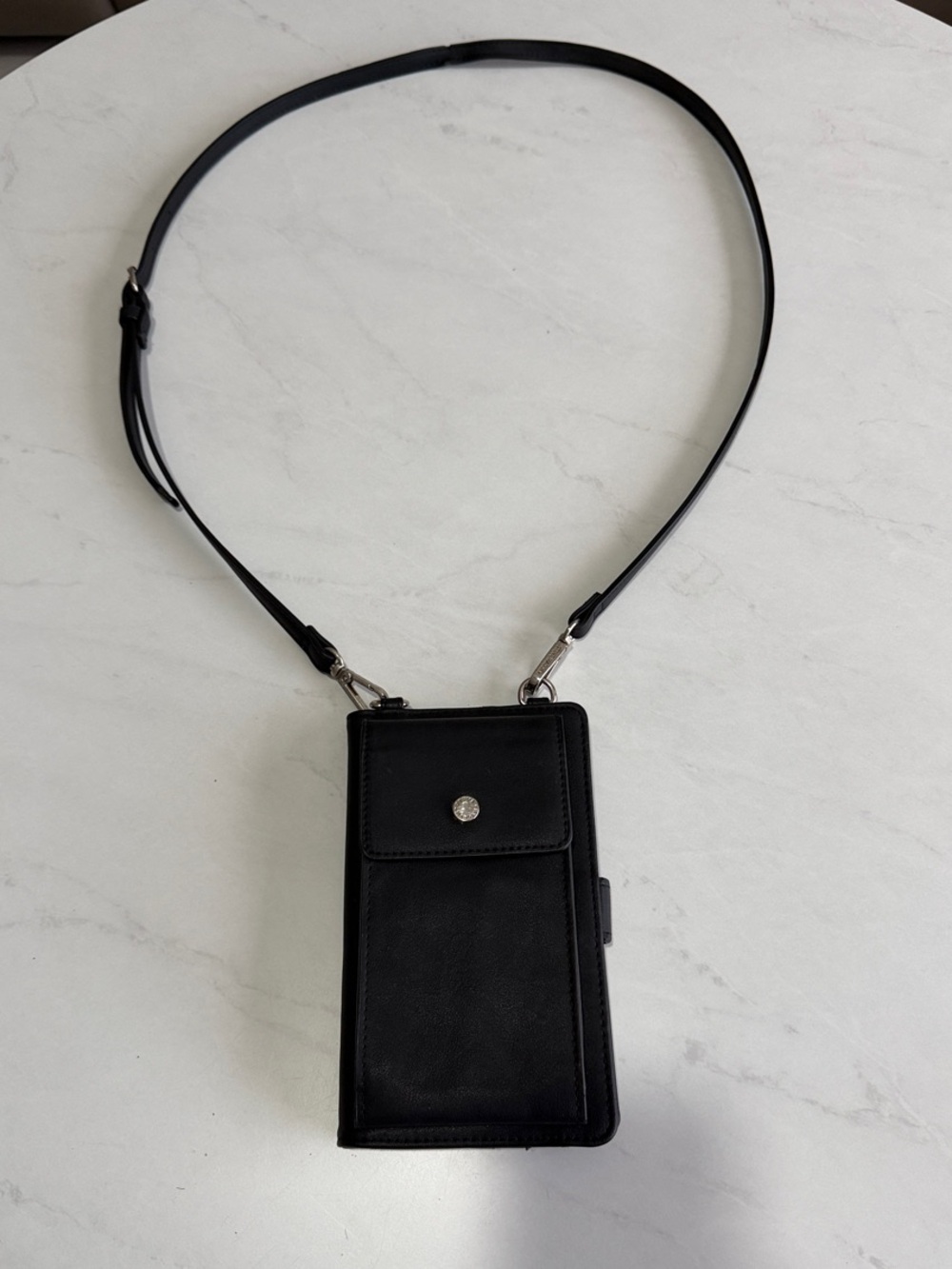 Steve Madden Black Crossbody Phone Holster with Snap Pocket